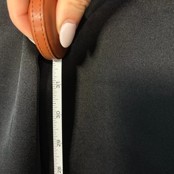 Black Satin Dress Pants Vintage Style Straight Leg Minimalist High Waist - Picture 12 of 12